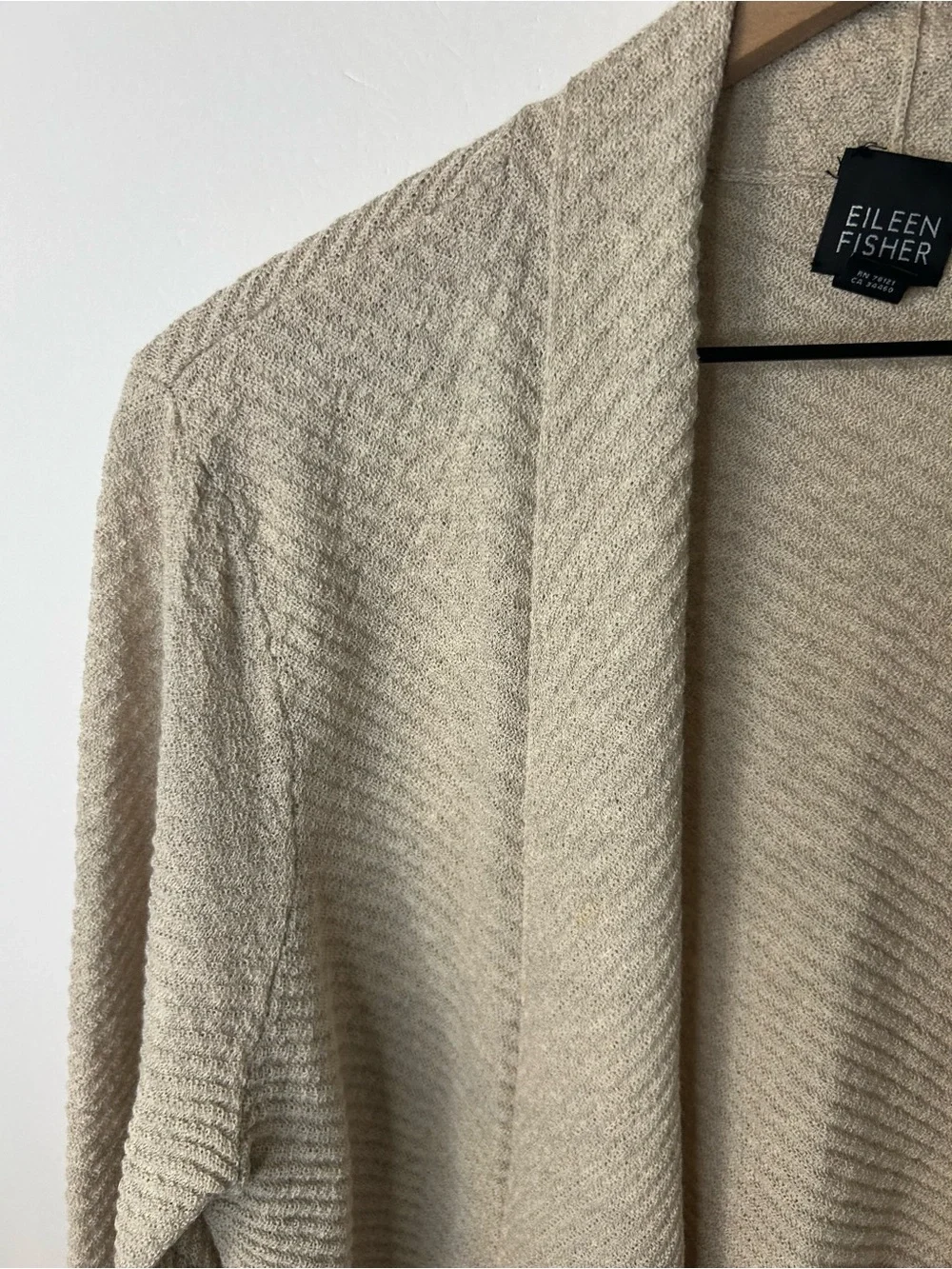 Eileen Fisher Women’s Tan Wool Sweater Twinset w/ Open Cardigan and Tank, Large - Picture 9 of 14
